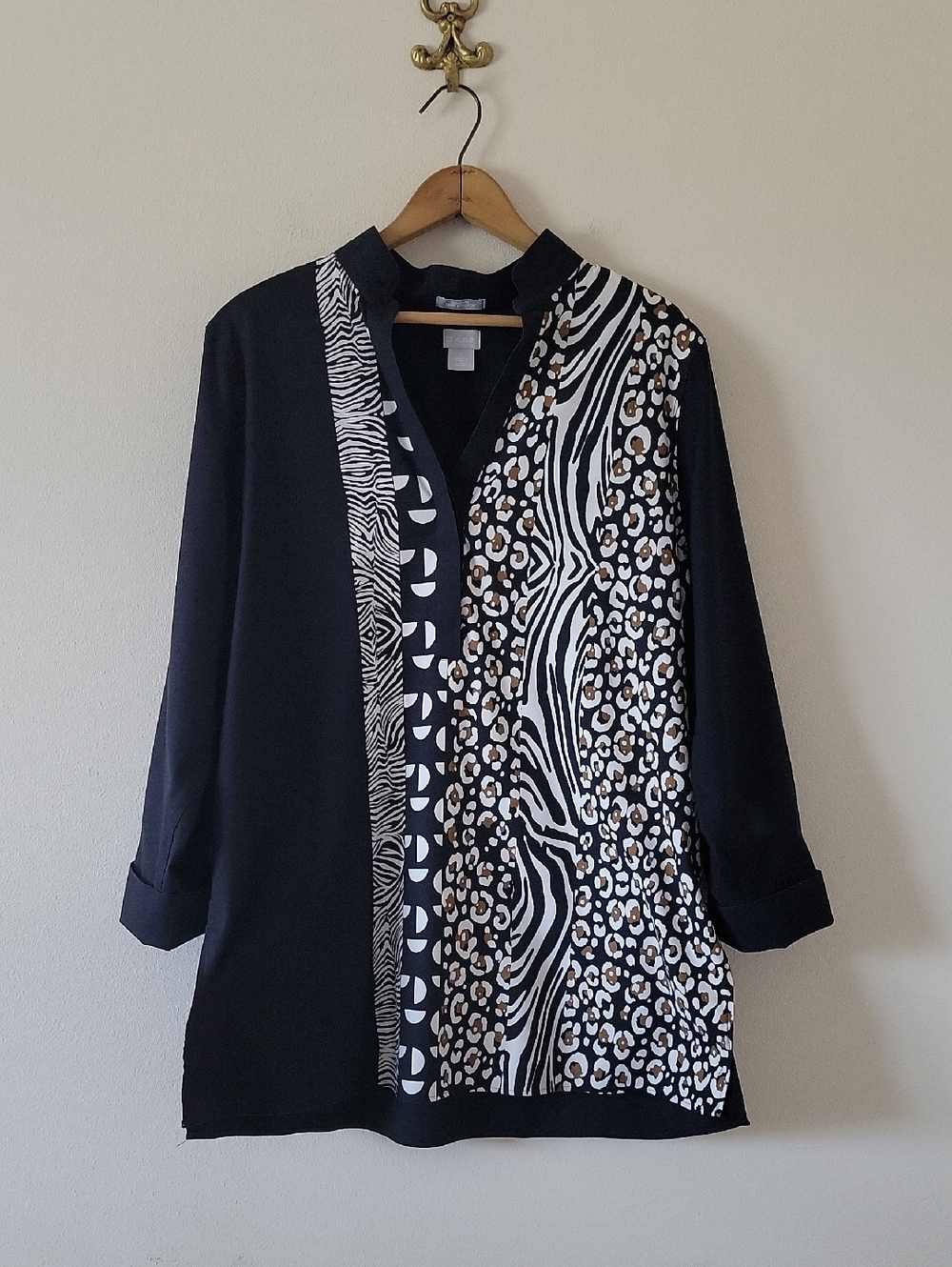 Chico's No Iron Chic Stretch Mixed Animal Print Tunic Size XL